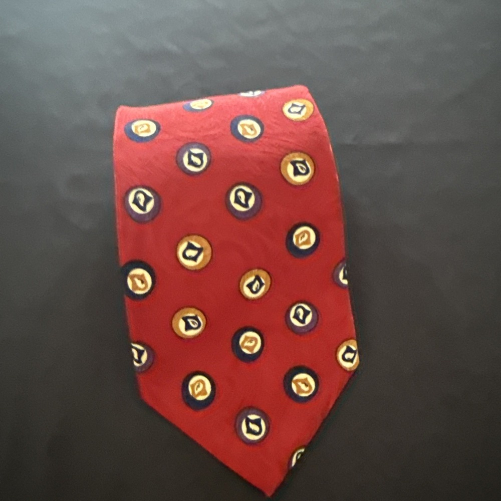 Vintage Christian Dior Monsieur Silk Tie Burgundy Medallion Geometric